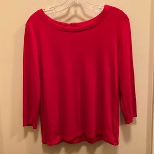 NWOT Talbots Red Ballet Neck 3/4 Sleeve Supima Cotton Top